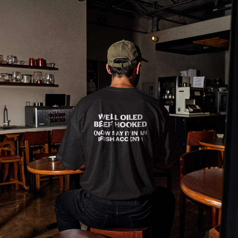 Well Oiled Beef Hooked Back Graphic Tee