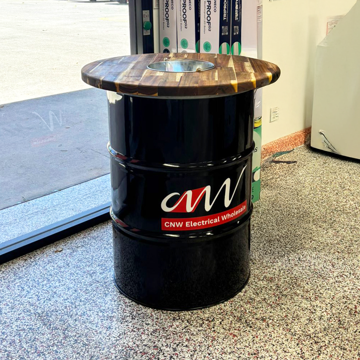 Custom Steel Barrel Table + FREE Angry Monkey Glassware