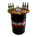 Custom Steel Barrel Table + FREE Angry Monkey Glassware
