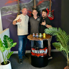 Custom Steel Barrel Table + FREE Angry Monkey Glassware