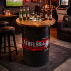 Custom Steel Barrel Table + FREE Angry Monkey Glassware