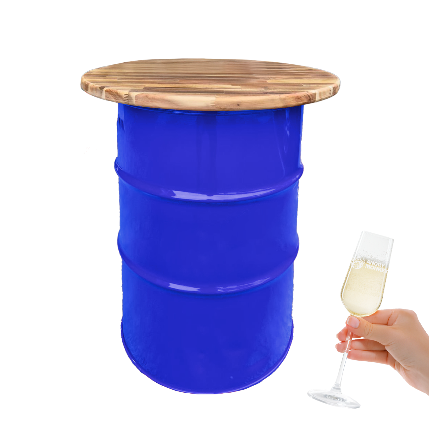 Custom Steel Barrel Table + FREE Angry Monkey Glassware