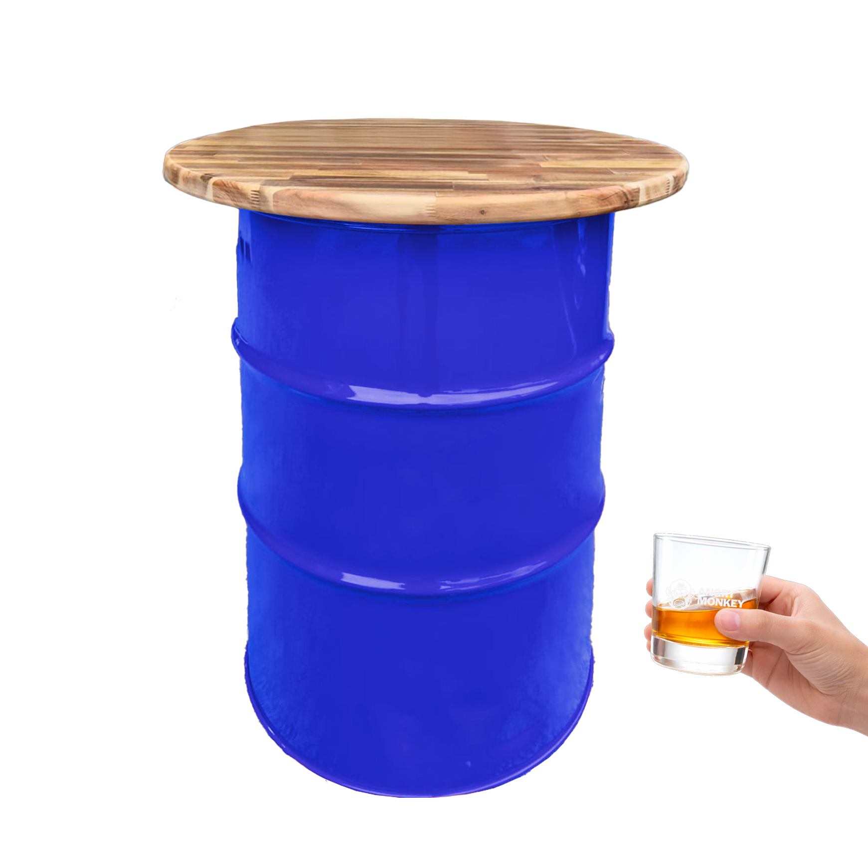 Custom Steel Barrel Table + FREE Angry Monkey Glassware