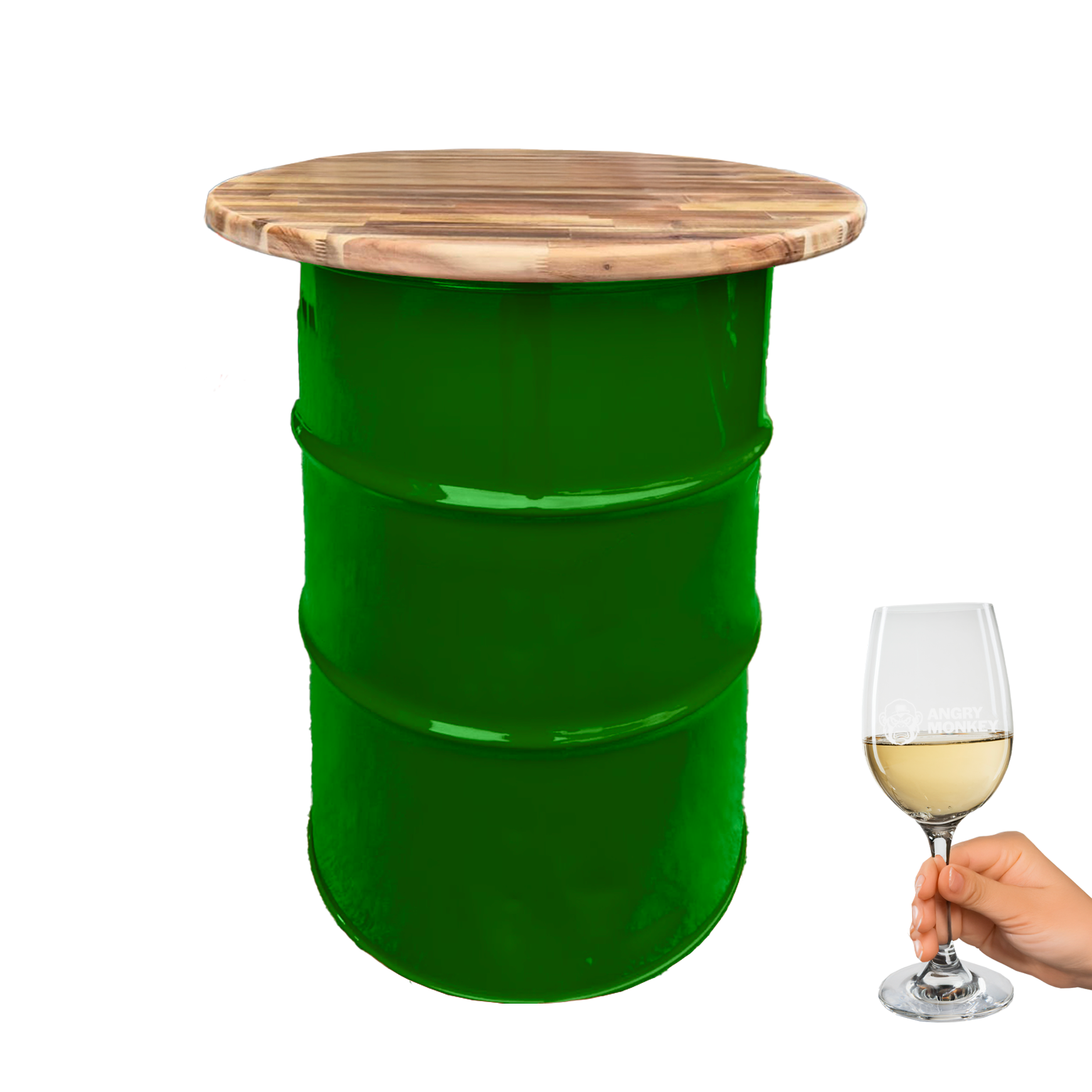 Custom Steel Barrel Table + FREE Angry Monkey Glassware