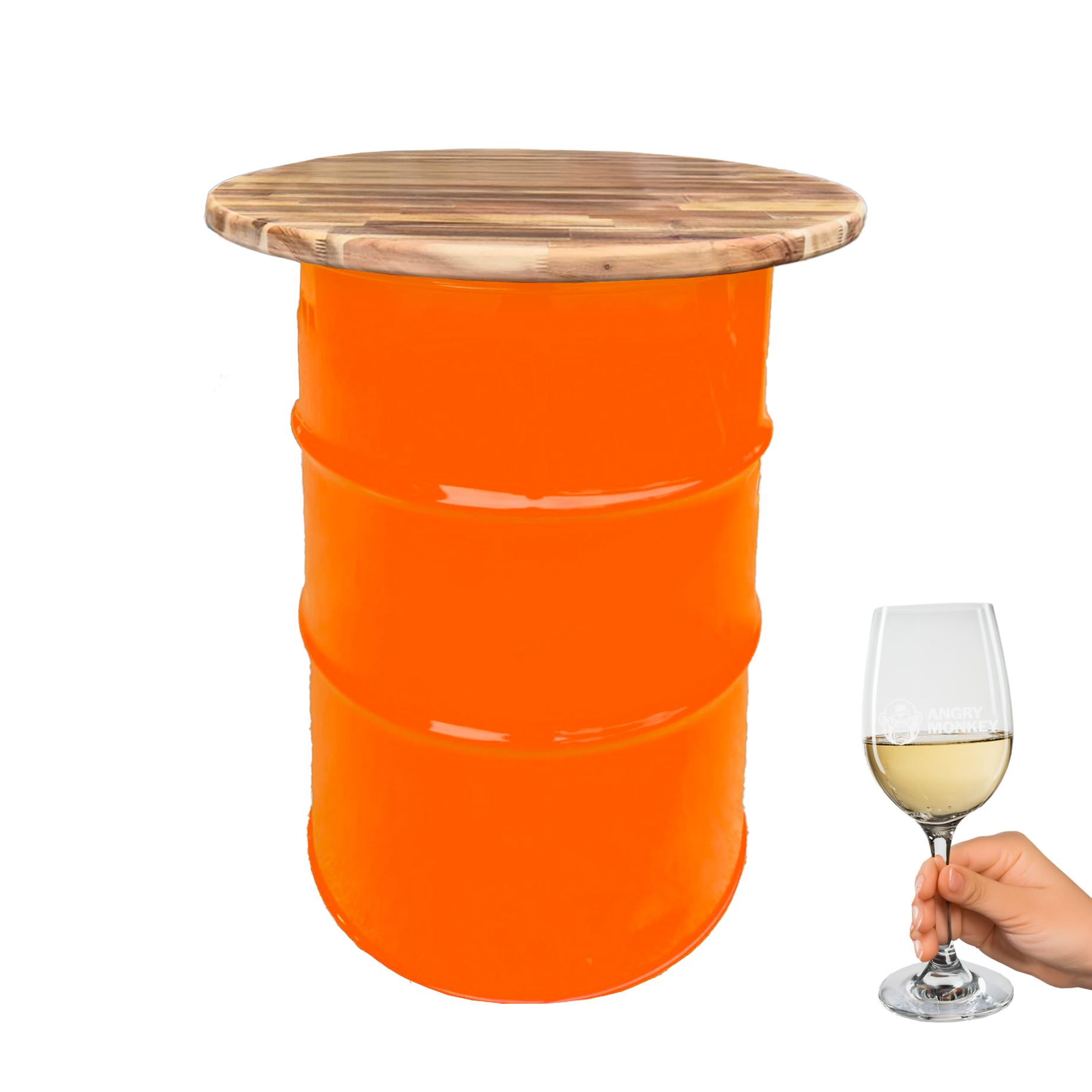 Custom Steel Barrel Table + FREE Angry Monkey Glassware
