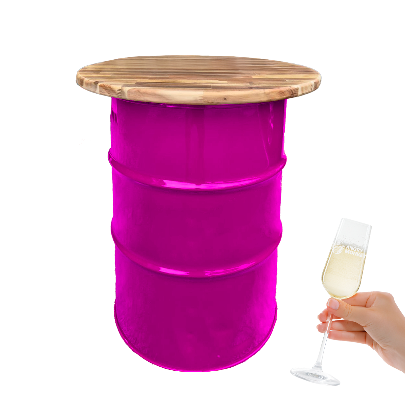 Custom Steel Barrel Table + FREE Angry Monkey Glassware