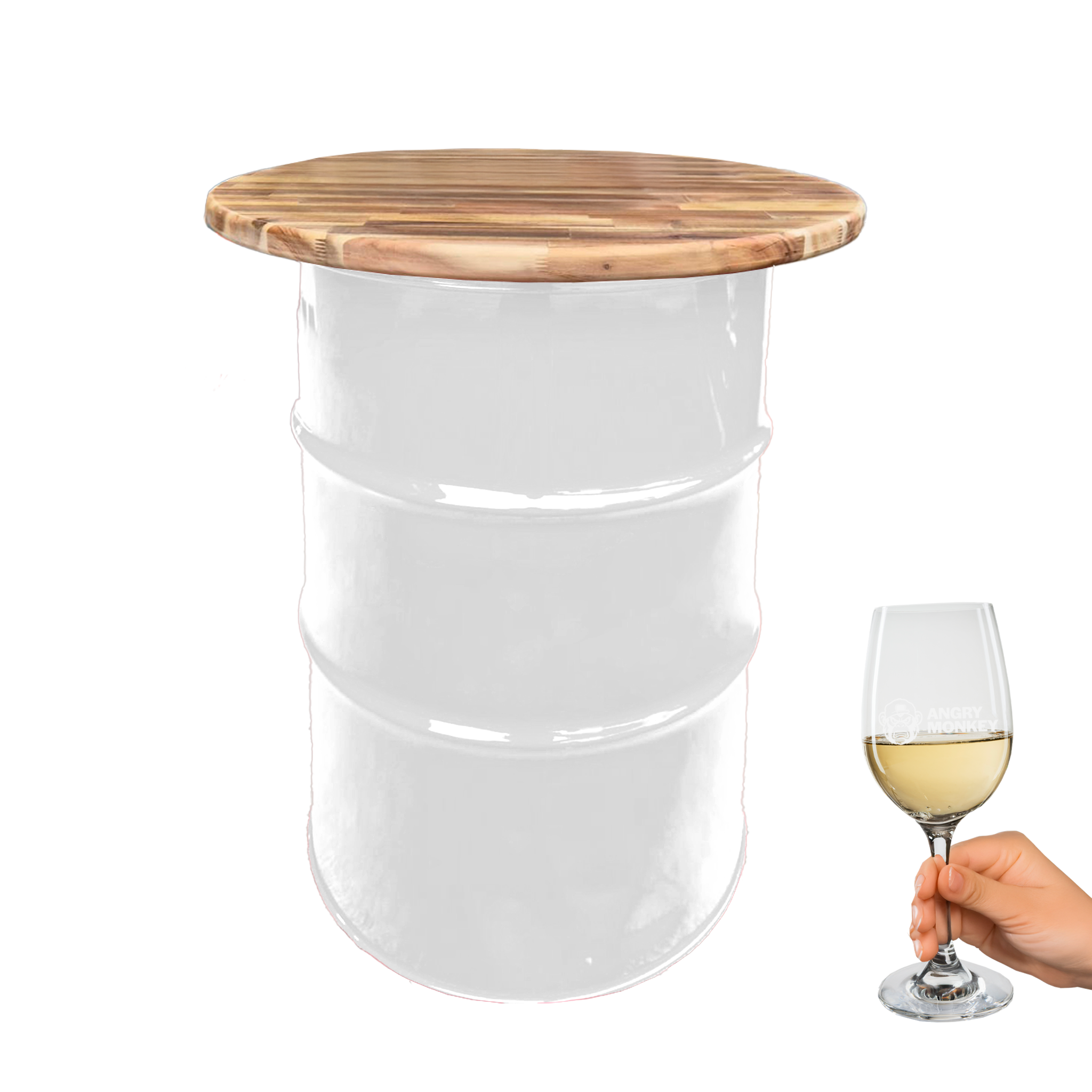 Custom Steel Barrel Table + FREE Angry Monkey Glassware