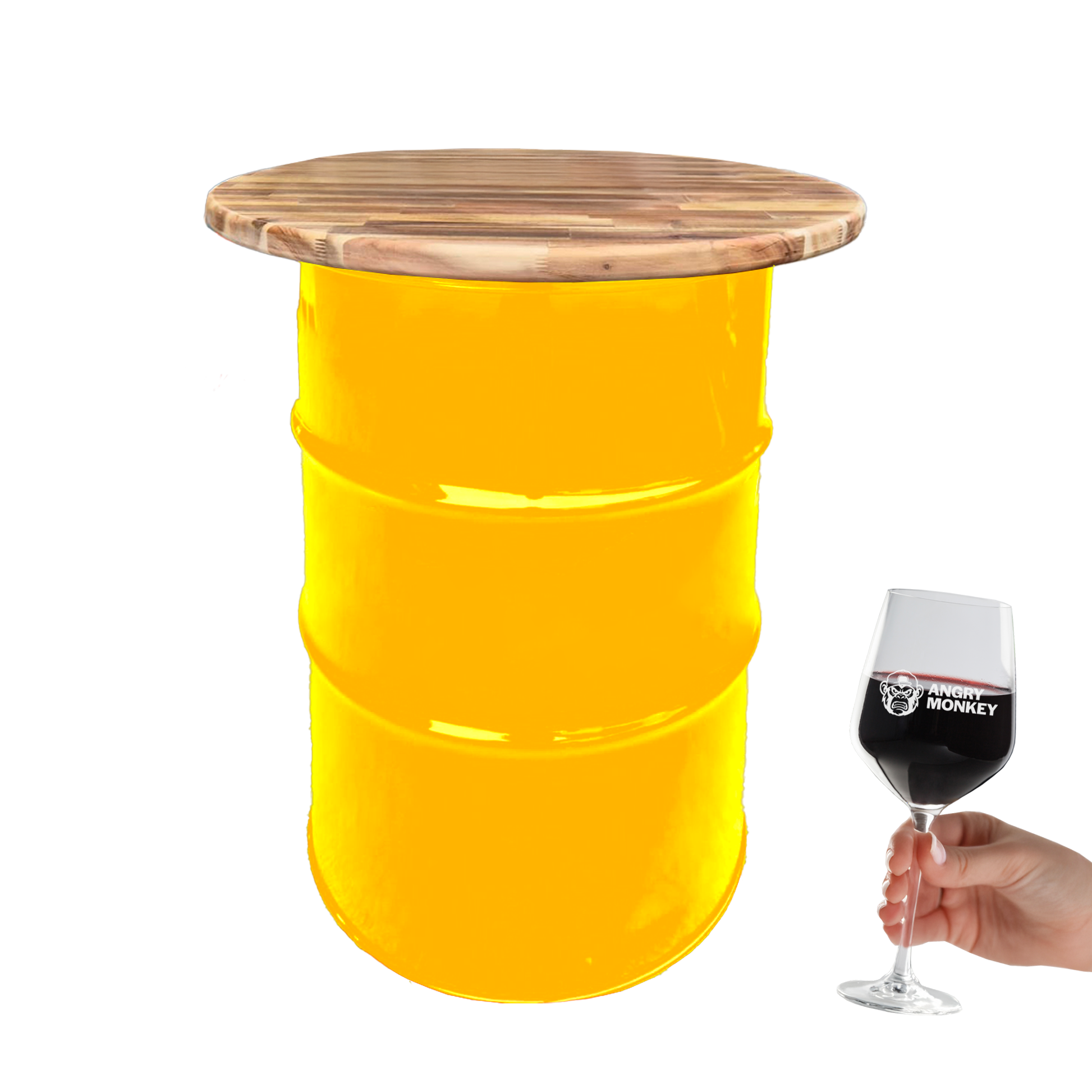 Custom Steel Barrel Table + FREE Angry Monkey Glassware