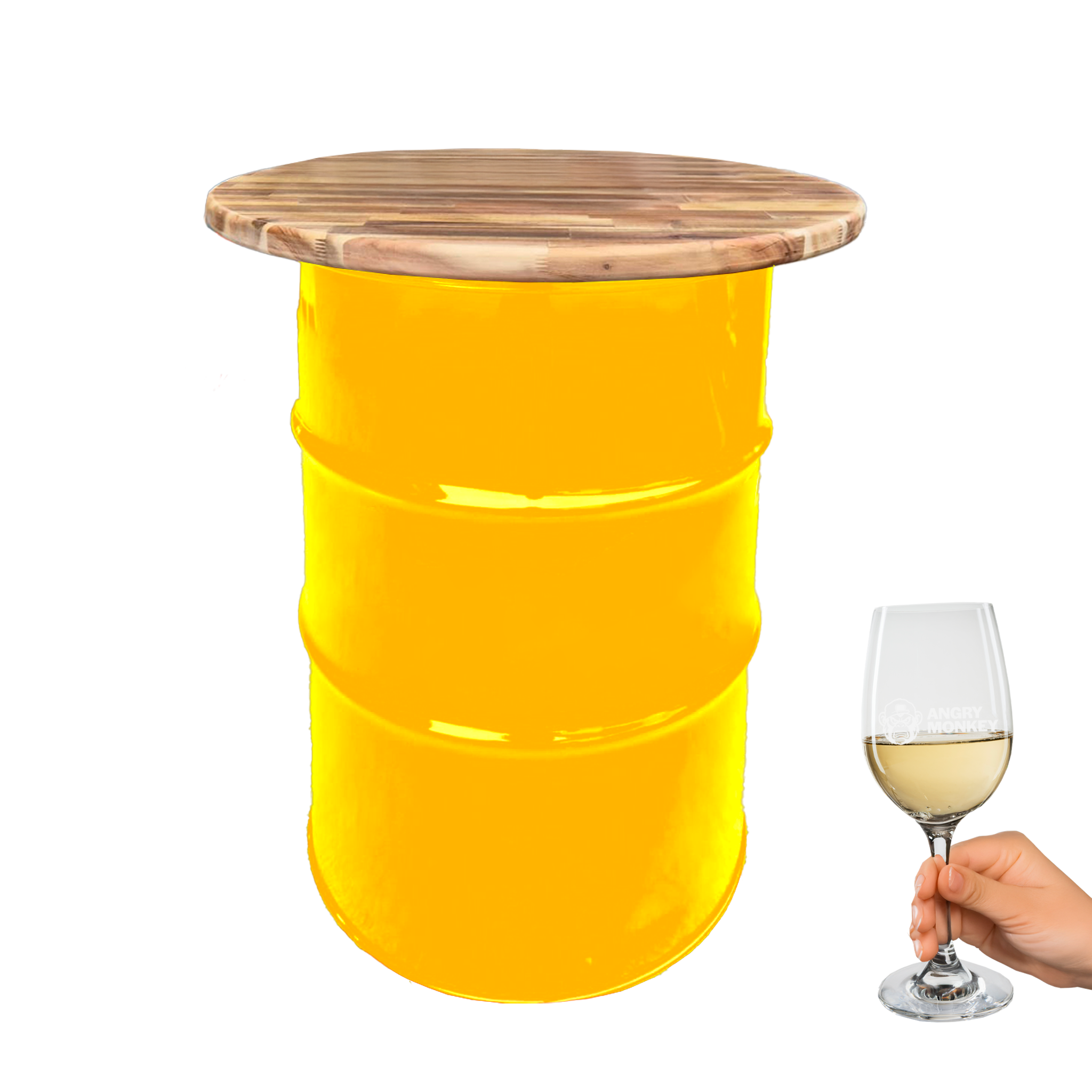 Custom Steel Barrel Table + FREE Angry Monkey Glassware